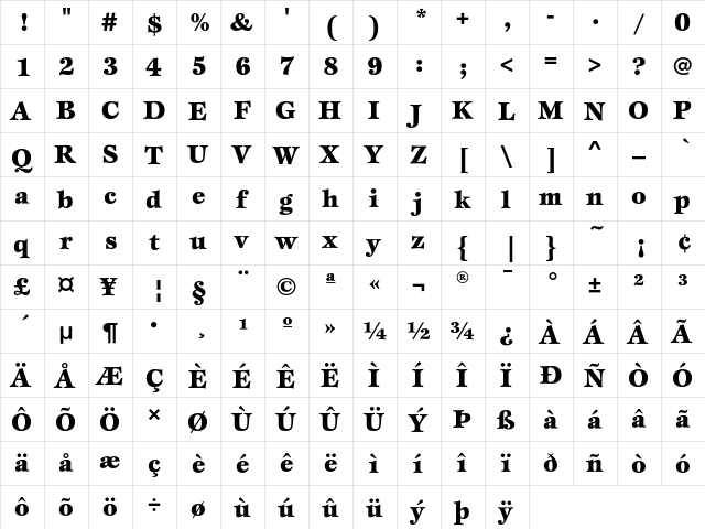 EspritEF Black  glyph index