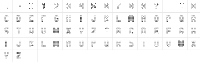 Vegas Regular  glyph index