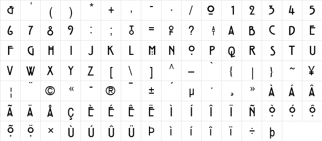 Hill House Medium  glyph index