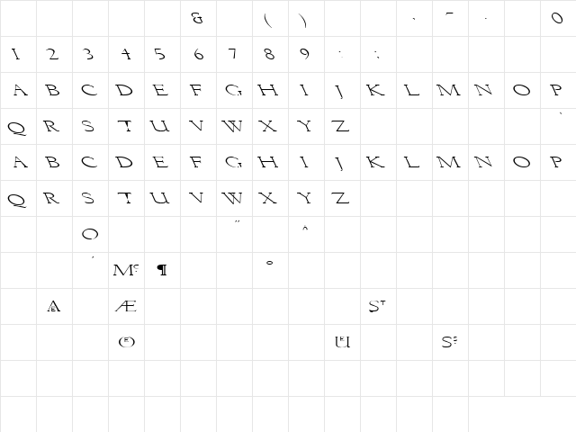 Breathe 3 Regular  glyph index