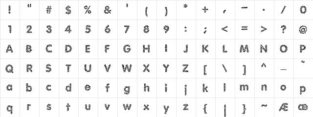 Irritate (BRK) Regular  glyph index
