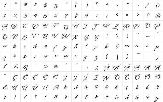 Vujahday Flourish Flourish  glyph index