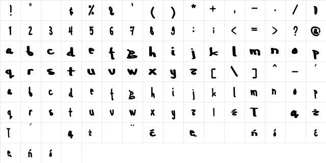 Mike Brychkovsky Regular  glyph index
