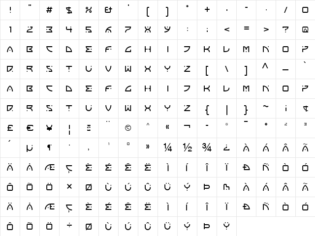 Franosch LT Medium  glyph index