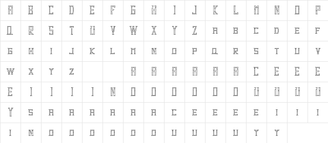 Dezert Demo Outline Dash Regular  glyph index