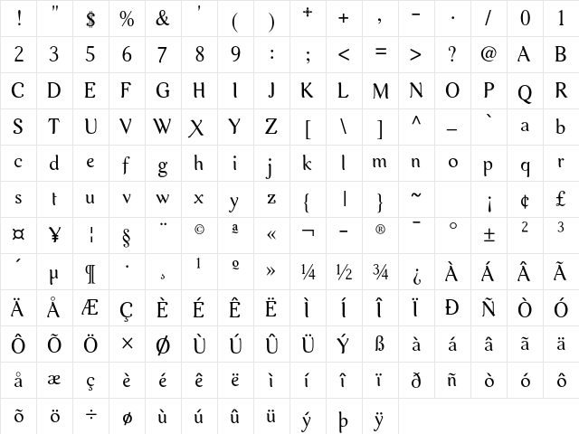 Aurelis ADF No2 Std Regular  glyph index