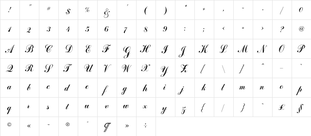 CoventryC Regular  glyph index