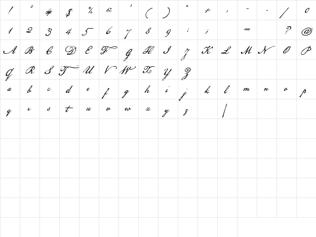 AL Patriot Regular  glyph index