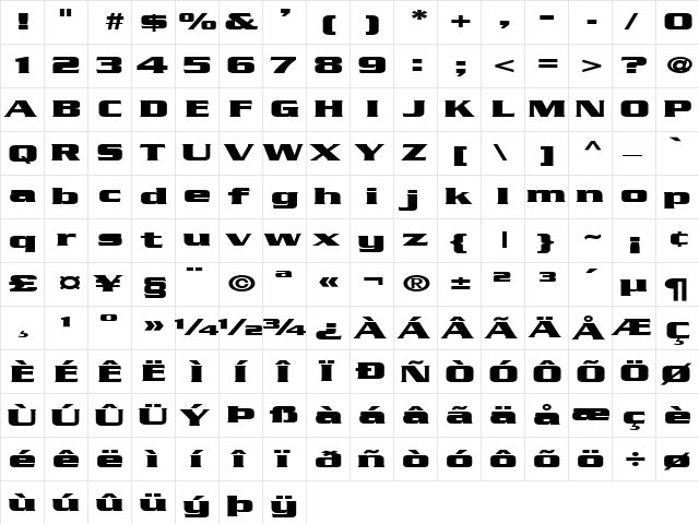 FZ ROMAN 11 EX Normal  glyph index