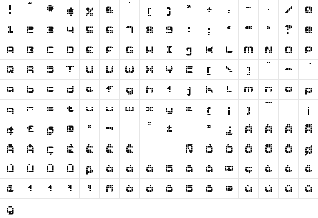 Euredice Regular  glyph index