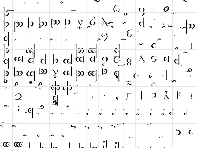 Tengwar Mornedhel Regular  glyph index
