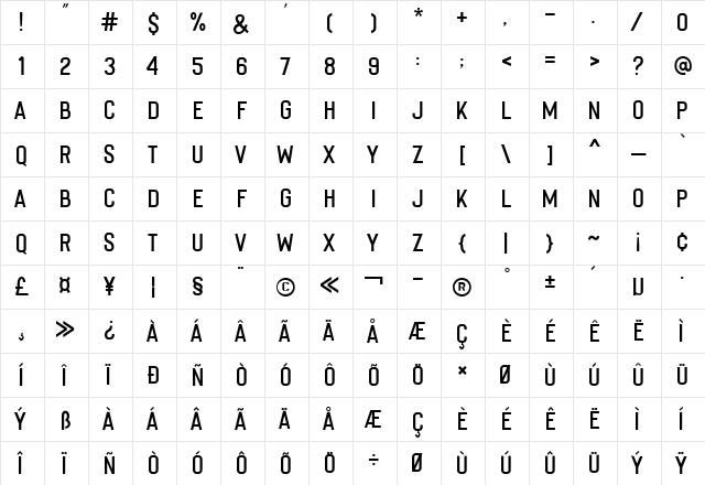 Imperfecta Regular Regular  glyph index