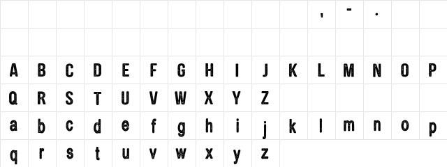 CF Brothers in Arms PERSONAL Regular  glyph index