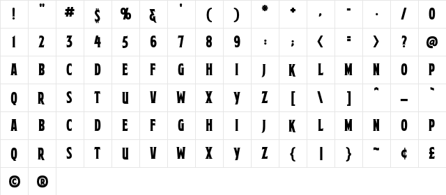 Mortuary BB Regular  glyph index
