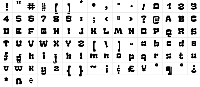 Rague Demo Regular  glyph index