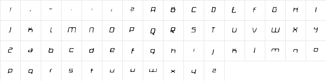Phone Booth Credits Regular  glyph index