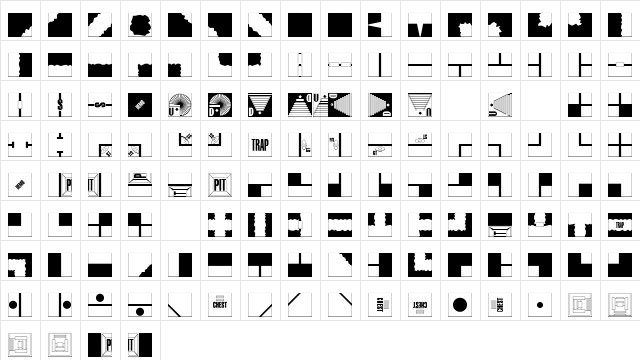 Dungeoneer Regular  glyph index