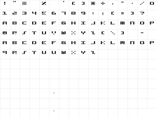 Aldo's Moon Regular  glyph index