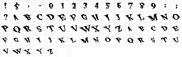 SpunkExtended Bold  glyph index