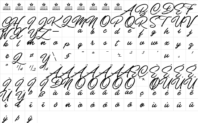 Pilsen Extra Personal Use Regular  glyph index