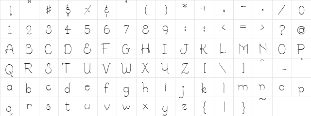 PC Saucy Regular  glyph index