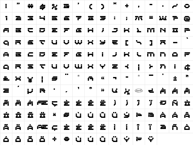 Xeno-Demon Laser Regular  glyph index