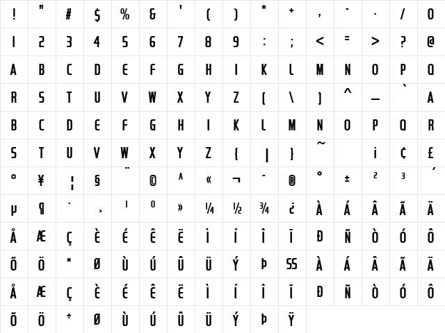 Handel Becker Compress Med Regular  glyph index