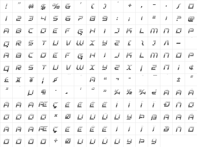 Zero Prime Gradient Italic Italic  glyph index