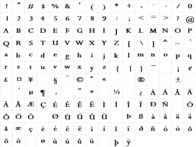 Sweet Emotion 4 Bold  glyph index