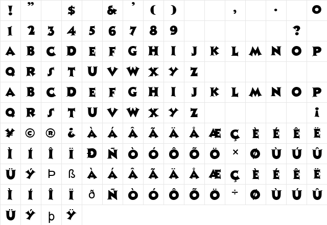 FZ JAZZY 13 Normal  glyph index