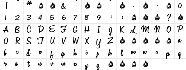 Automobile Regular  glyph index