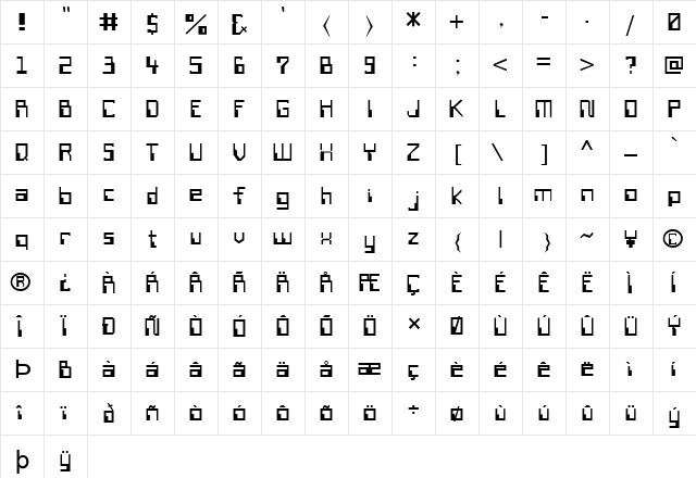 FZ DIGITAL 6 Normal  glyph index