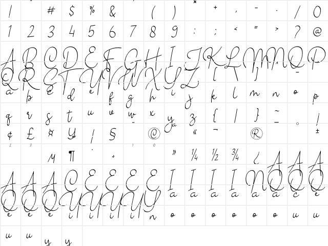 The School Regular  glyph index