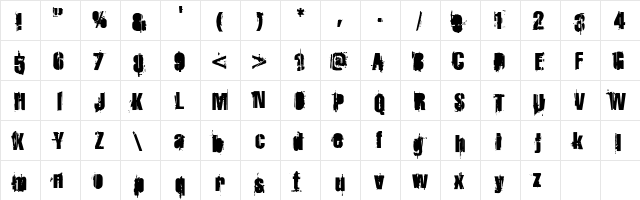StrokeyBacon Regular  glyph index