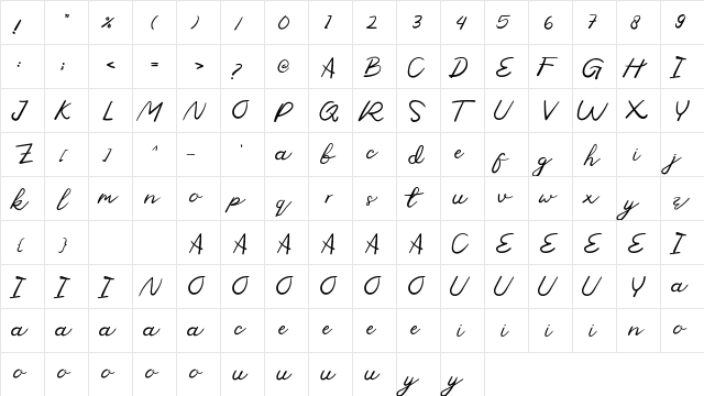 Moduss Personal Use Regular  glyph index