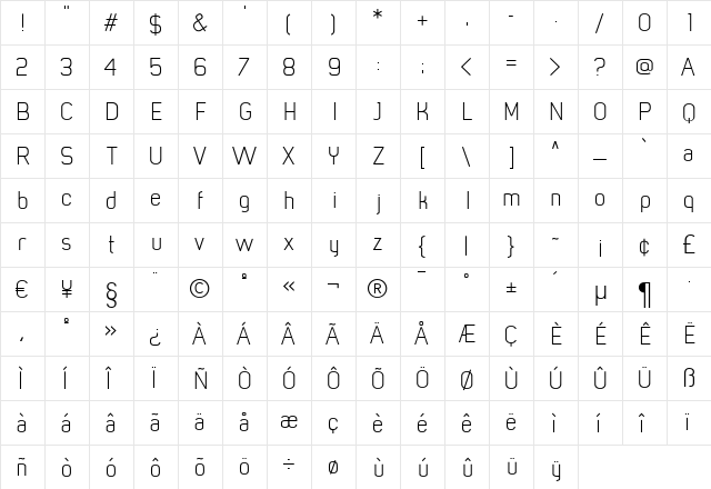 MisterGiacco Regular  glyph index
