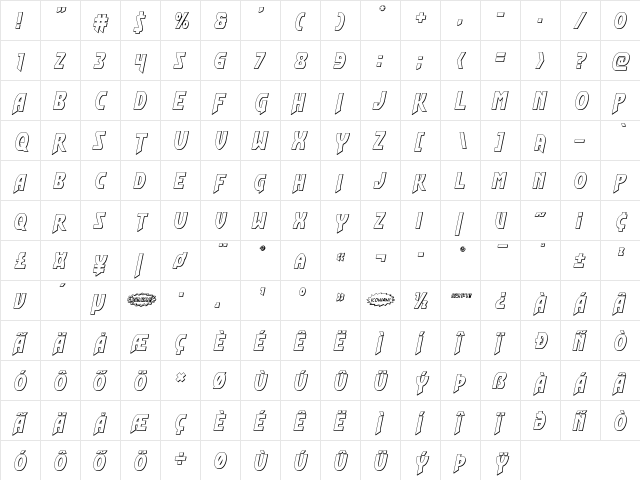 Flash Rogers Outline Outline  glyph index