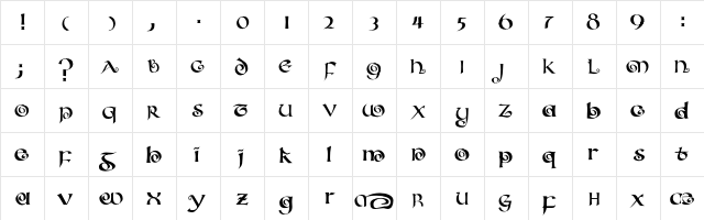 LHF Bill Blake Regular  glyph index