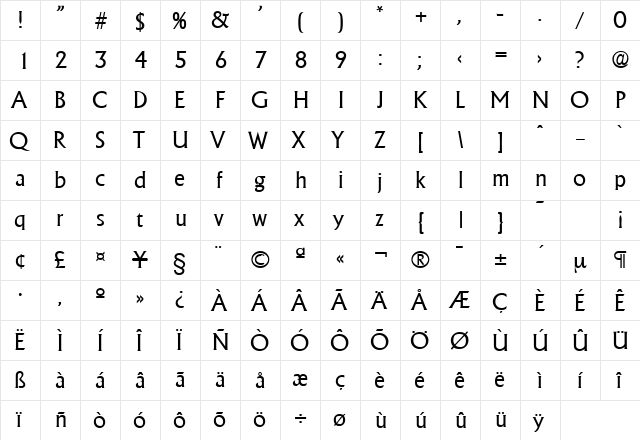 Adelon-Serial DB Regular  glyph index