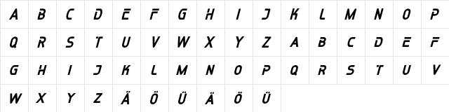 SPEEDTRAP FREE Regular  glyph index