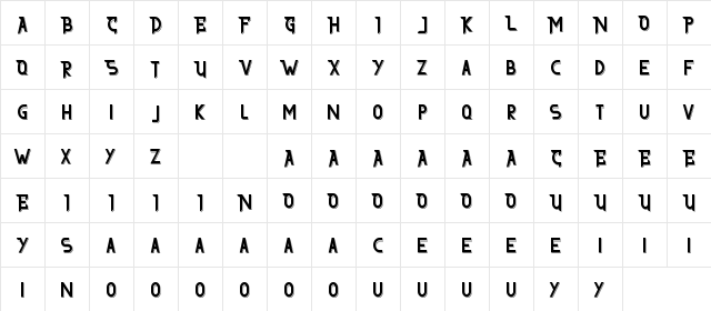 THE AFFORD DEMO Shadow Regular  glyph index