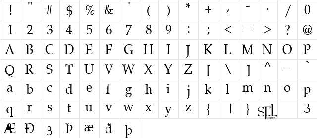 Marquis!" Regular  glyph index