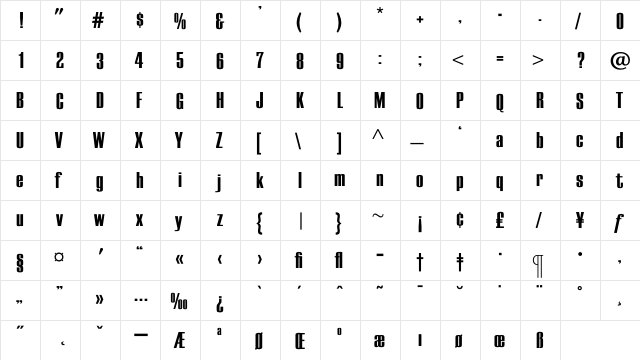 EuropaGrotesqueExtraBold Regular  glyph index