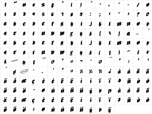 Bierg䲴en Rotalic Rotalic  glyph index