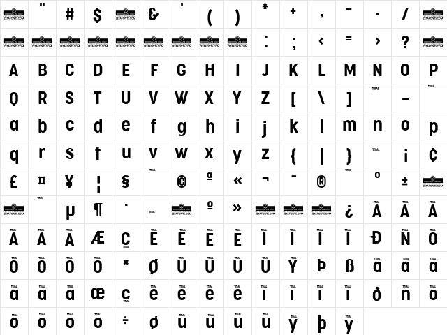 Cocogoose Condensed Trial Semilight  glyph index