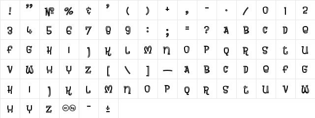Brewsky Regular  glyph index