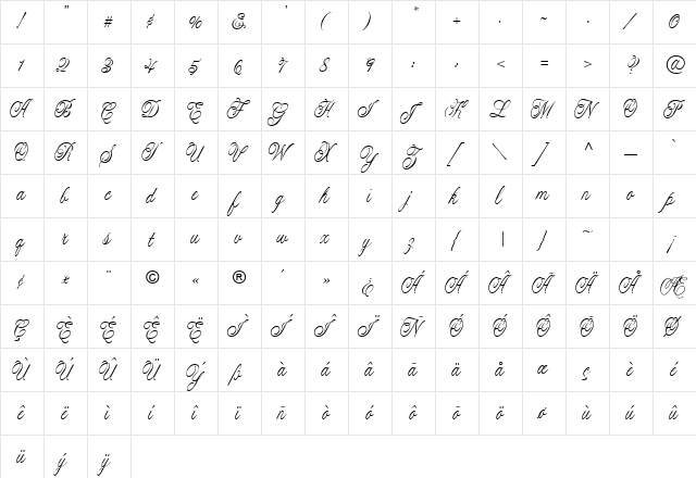 CAC Lasko Condensed Regular  glyph index