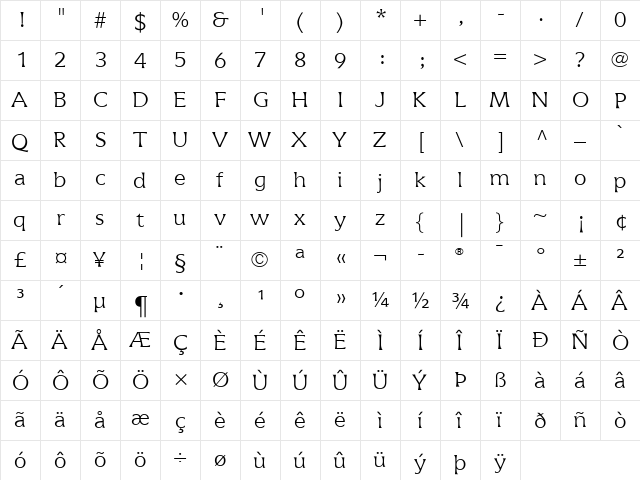 Icone LT Light Regular  glyph index