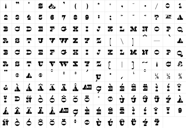 Slab Sheriff Slab Sheriff  glyph index