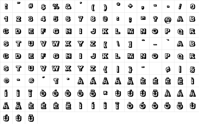 Floral Dawn Bold  glyph index